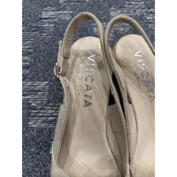 VISCATA Barcelona Canvas High Heel Wedge Sandals EU41/US10?? Open Toe Espadille - Picture 3 of 10